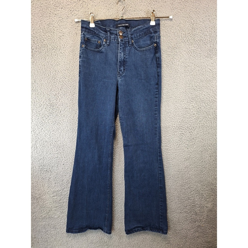 Calvin Klein Flare Jeans Womens 2/26 (Fits26x30) Blue Denim High Rise Streetwear